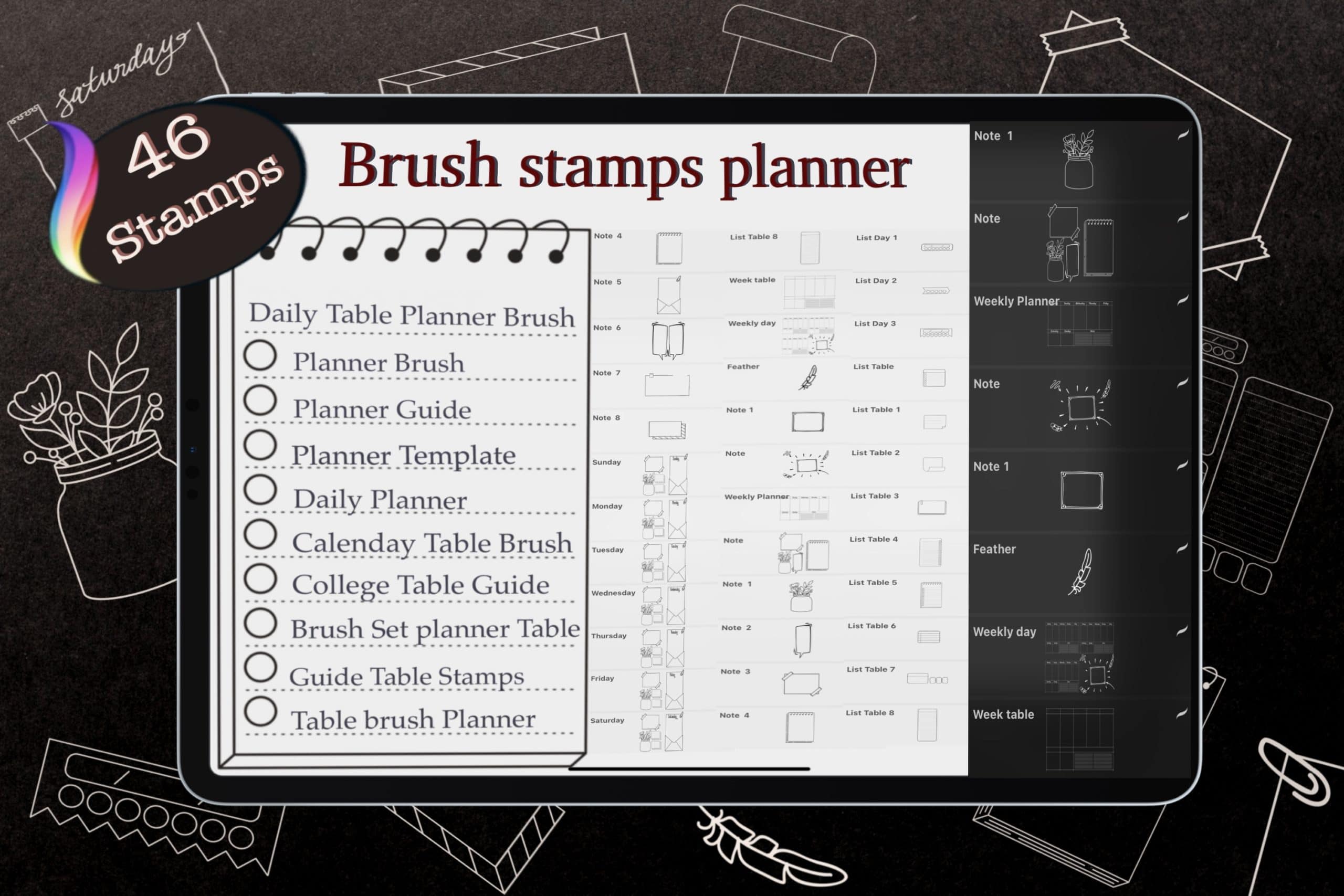 free procreate planner brushes