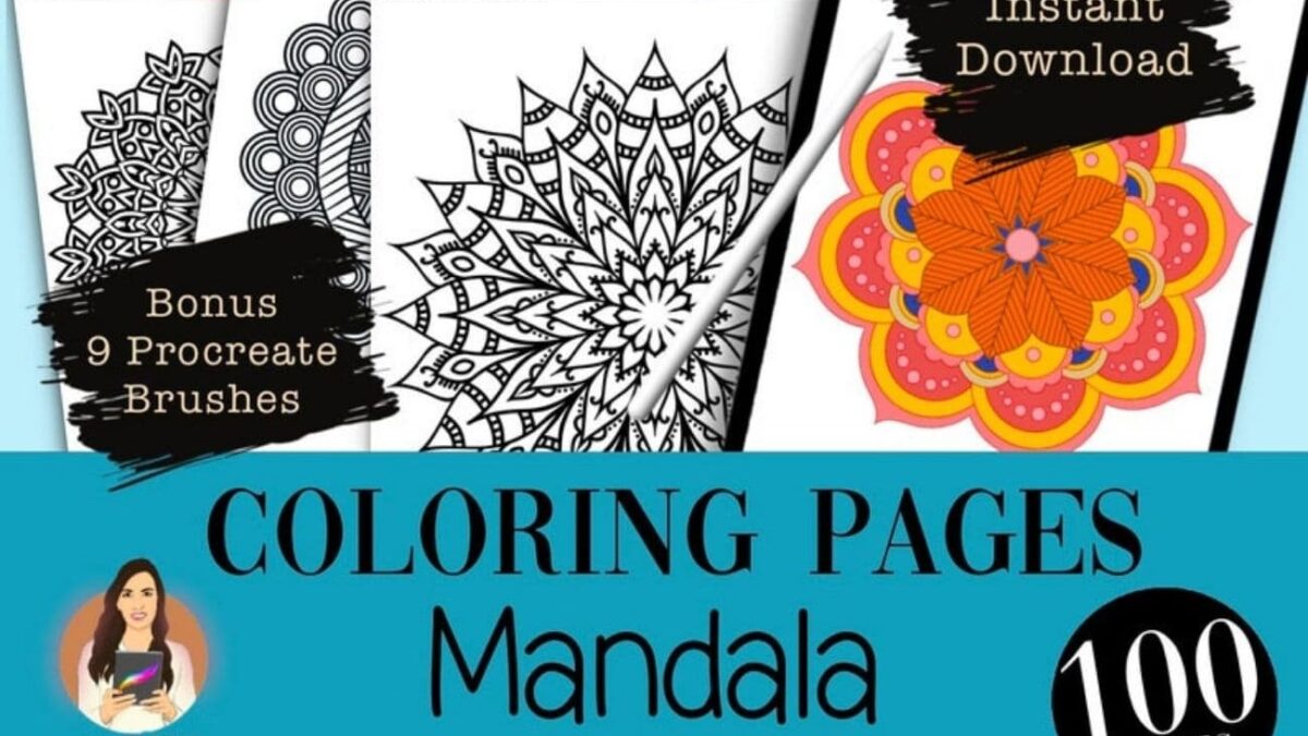 Bundle of 100 Mandalas Coloring Book Page
